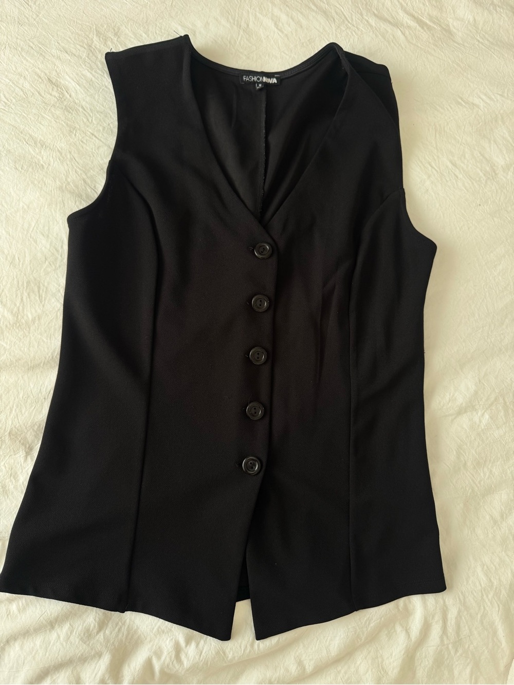 Fashion Nova Black Tailored Sleeveless Button Vest